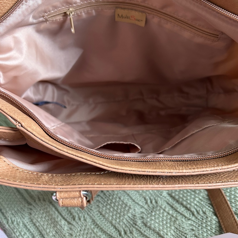 NWT MultiSac Cream Floral & Butterfly Tote with Brown Trim - Picture 4 of 9